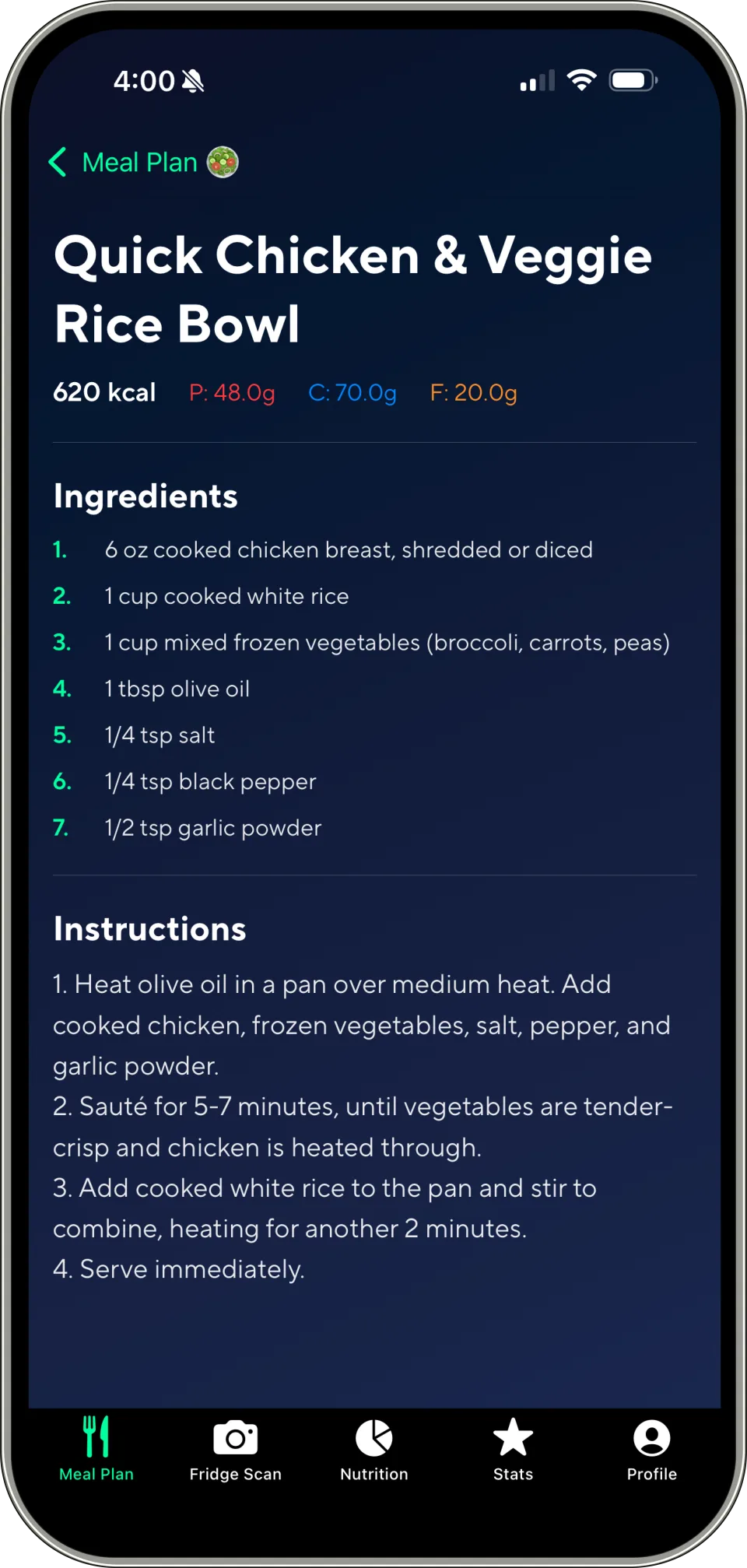 Get Your Meal Plan - BulkAI App Screenshot
